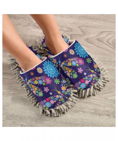 Bright Flower Butterfly Mop Slippers Indoor Floor Dust Cleaning Kitchen Mopping Slippers Boots Size:5-8/9-12 $11.04 Slippers