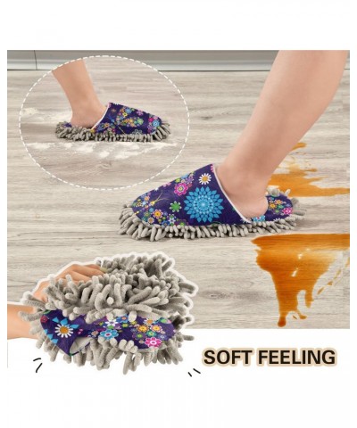 Bright Flower Butterfly Mop Slippers Indoor Floor Dust Cleaning Kitchen Mopping Slippers Boots Size:5-8/9-12 $11.04 Slippers