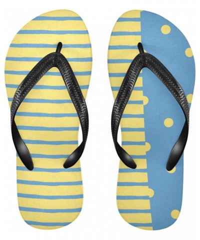 Acpiggto Women Men Flip Flops Striped Yellow Blue Polka Dot Summer Beach Sandals Flat Thong Slides Slippers $15.11 Sandals