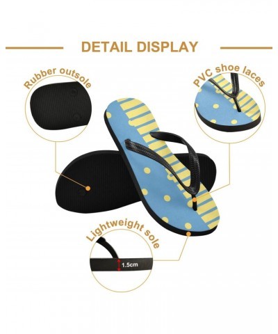 Acpiggto Women Men Flip Flops Striped Yellow Blue Polka Dot Summer Beach Sandals Flat Thong Slides Slippers $15.11 Sandals