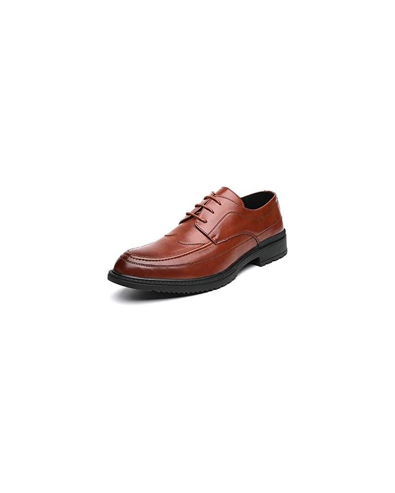 British Style Oxfords For Men Business Dress Taller Shoes Lace Up Microfiber Leather Anti-skid Pointed Burnish Toe Brown $33....