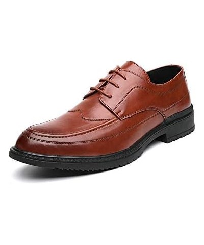 British Style Oxfords For Men Business Dress Taller Shoes Lace Up Microfiber Leather Anti-skid Pointed Burnish Toe Brown $33....