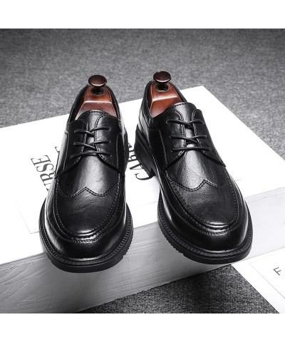 British Style Oxfords For Men Business Dress Taller Shoes Lace Up Microfiber Leather Anti-skid Pointed Burnish Toe Brown $33....