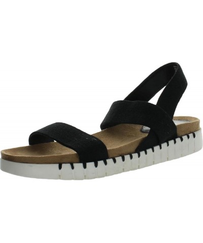 Womens Milaa Canvas Wedge Footbed Sandals Black $12.34 Sandals