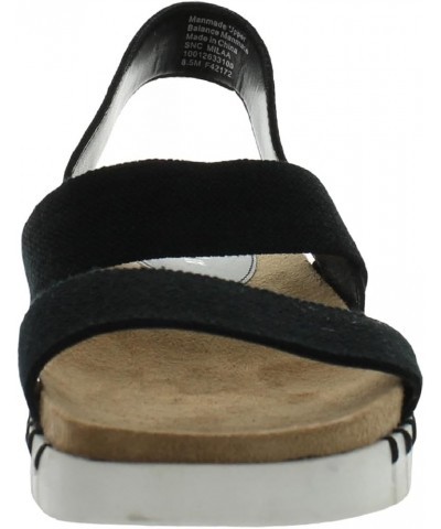 Womens Milaa Canvas Wedge Footbed Sandals Black $12.34 Sandals