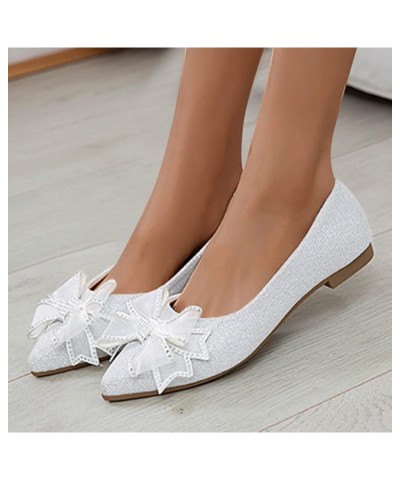 Flats Shoes Fashion Women's Casual Shoes Breathable Slip On Dressy Flat Shoes Silver $12.59 Flats