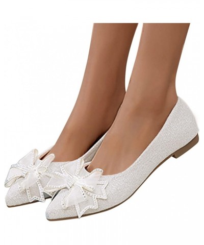 Flats Shoes Fashion Women's Casual Shoes Breathable Slip On Dressy Flat Shoes Silver $12.59 Flats