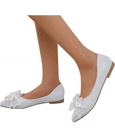 Flats Shoes Fashion Women's Casual Shoes Breathable Slip On Dressy Flat Shoes Silver $12.59 Flats