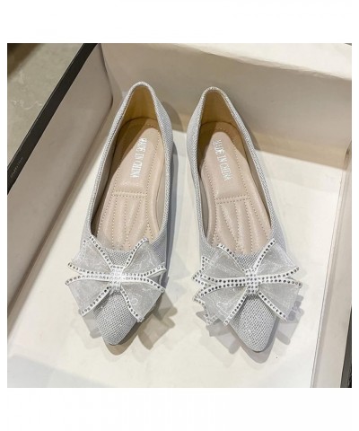 Flats Shoes Fashion Women's Casual Shoes Breathable Slip On Dressy Flat Shoes Silver $12.59 Flats