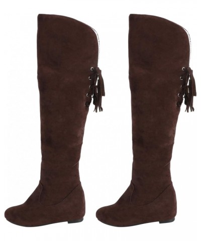 Womenâ€™s Thigh High Boots Snow Boots Winter Warm Over-knee Boots Back Lace-up Boots Brown $22.83 Boots