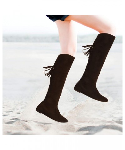 Womenâ€™s Thigh High Boots Snow Boots Winter Warm Over-knee Boots Back Lace-up Boots Brown $22.83 Boots