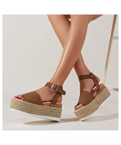 tan sandals for women beach sandals black wedge sandals beach wedding sandals espadrille sandal wedge Z 04-brown $20.06 Sandals