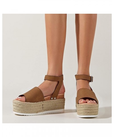 tan sandals for women beach sandals black wedge sandals beach wedding sandals espadrille sandal wedge Z 04-brown $20.06 Sandals