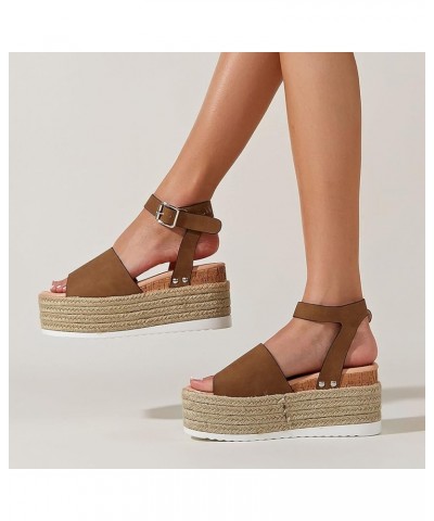 tan sandals for women beach sandals black wedge sandals beach wedding sandals espadrille sandal wedge Z 04-brown $20.06 Sandals