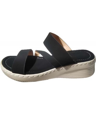 Wedge Sandals for Women Women's Platform Sandals Comfort Open Toe Slip On Chunky Slides Walking Wedge Shoes for Black $13.77 ...