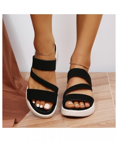 Wedge Sandals for Women Women's Platform Sandals Comfort Open Toe Slip On Chunky Slides Walking Wedge Shoes for Black $13.77 ...