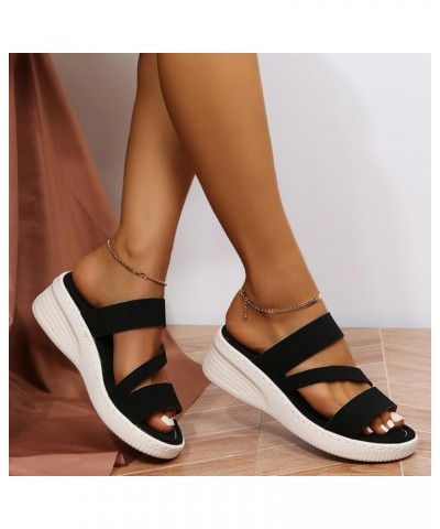 Wedge Sandals for Women Women's Platform Sandals Comfort Open Toe Slip On Chunky Slides Walking Wedge Shoes for Black $13.77 ...