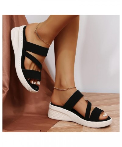 Wedge Sandals for Women Women's Platform Sandals Comfort Open Toe Slip On Chunky Slides Walking Wedge Shoes for Black $13.77 ...