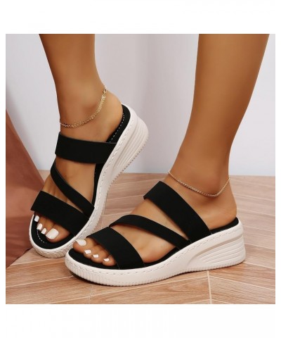 Wedge Sandals for Women Women's Platform Sandals Comfort Open Toe Slip On Chunky Slides Walking Wedge Shoes for Black $13.77 ...