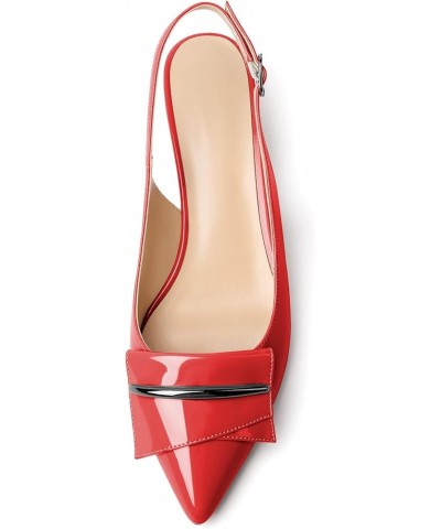 Women's Slingback Pointed Toe Block Chunky Low Heel Pumps Shoes with Buckle for Office Dress Red $35.99 Pumps