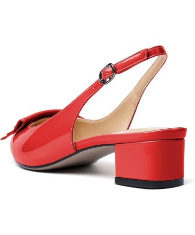 Women's Slingback Pointed Toe Block Chunky Low Heel Pumps Shoes with Buckle for Office Dress Red $35.99 Pumps