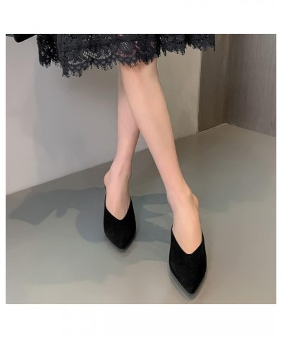 Women's Chunky Heel Mules Closed Pointed Toe Slip On Mid Heels Fhsion Daily Dress Shoes 25 Black $26.45 Mules & Clogs