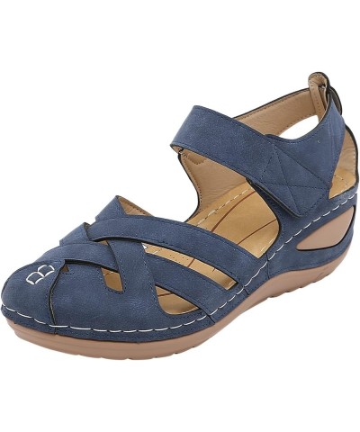 Sandals for Women Beach Shoes Wedges Fashion Sandals Women Breathable Summer Toe Comfortable Women's Sandals Blue 7.5 $13.18 ...