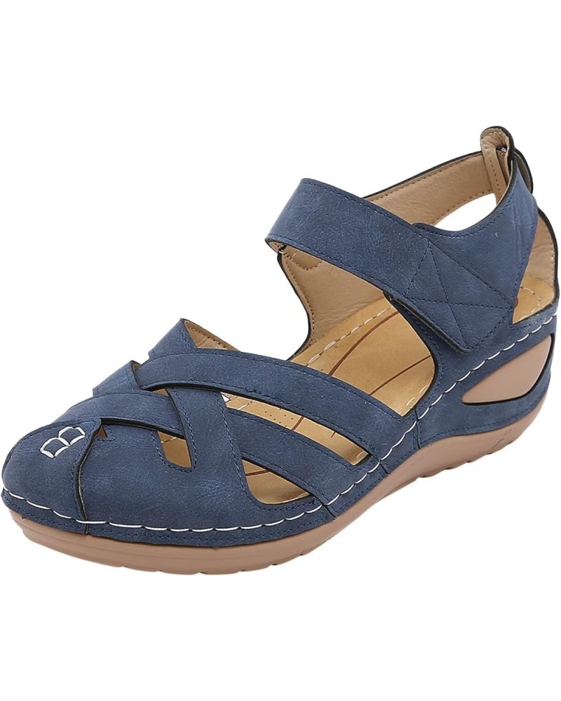 Sandals for Women Beach Shoes Wedges Fashion Sandals Women Breathable Summer Toe Comfortable Women's Sandals Blue 7.5 $13.18 ...