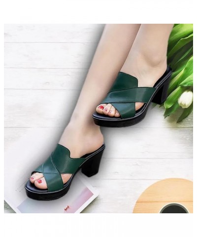 Women Mules Flats Sandal Arch Support Orthotic Thick Sole Summer Straps Bohemian Thong Gladiator Shoes Sandals 103-htrns-gree...