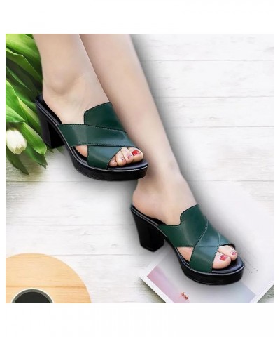 Women Mules Flats Sandal Arch Support Orthotic Thick Sole Summer Straps Bohemian Thong Gladiator Shoes Sandals 103-htrns-gree...