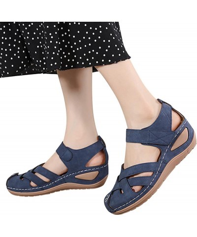 Sandals for Women Beach Shoes Wedges Fashion Sandals Women Breathable Summer Toe Comfortable Women's Sandals Blue 7.5 $13.18 ...