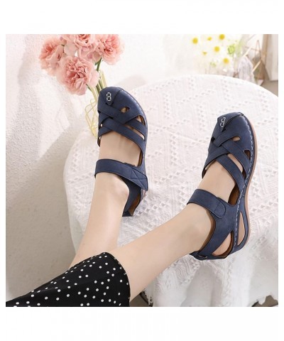 Sandals for Women Beach Shoes Wedges Fashion Sandals Women Breathable Summer Toe Comfortable Women's Sandals Blue 7.5 $13.18 ...