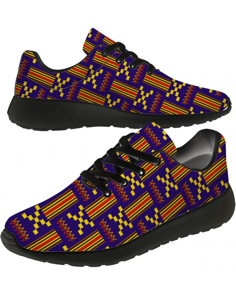 Kente Shoes Womens Mens Tennis Shoes Running Sneakers Blue Yellow African Kente Shoes Gym Shoes Gifts for Holiday,US Size 13 ...