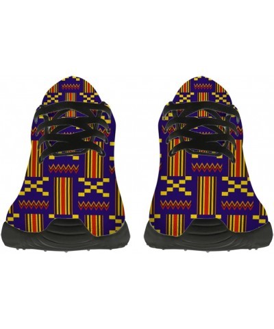 Kente Shoes Womens Mens Tennis Shoes Running Sneakers Blue Yellow African Kente Shoes Gym Shoes Gifts for Holiday,US Size 13 ...