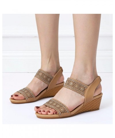 Sandals for Women with Arch Support,Womens Summer Buckle Strap Comfortable Shoes Beach Open Toe Breathable Sandals Z 13-brown...