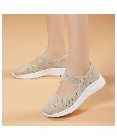 Womens Shoes Solid Color Casual Shoes Woven Hollow Breathable Fashion Flat Slip On Casual Sport Wrapping Shoes for Women Beig...