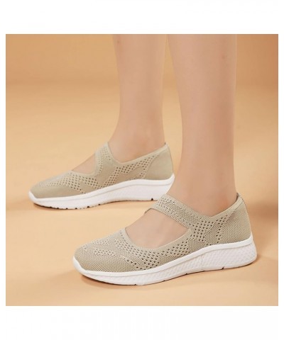 Womens Shoes Solid Color Casual Shoes Woven Hollow Breathable Fashion Flat Slip On Casual Sport Wrapping Shoes for Women Beig...