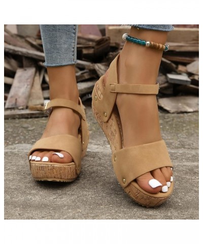 Platform Sandals for Women, Zippered Waterproof Platform Hollow Out Shoes Wedges Sandals Z 04-khaki $24.29 Sandals