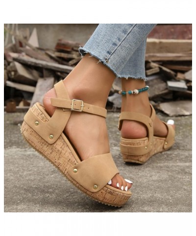 Platform Sandals for Women, Zippered Waterproof Platform Hollow Out Shoes Wedges Sandals Z 04-khaki $24.29 Sandals