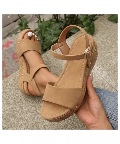 Platform Sandals for Women, Zippered Waterproof Platform Hollow Out Shoes Wedges Sandals Z 04-khaki $24.29 Sandals