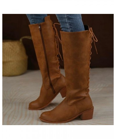 Work Boots Pull On Boots Snow Boots Lace Up Boots for Women Brown-d $32.93 Boots