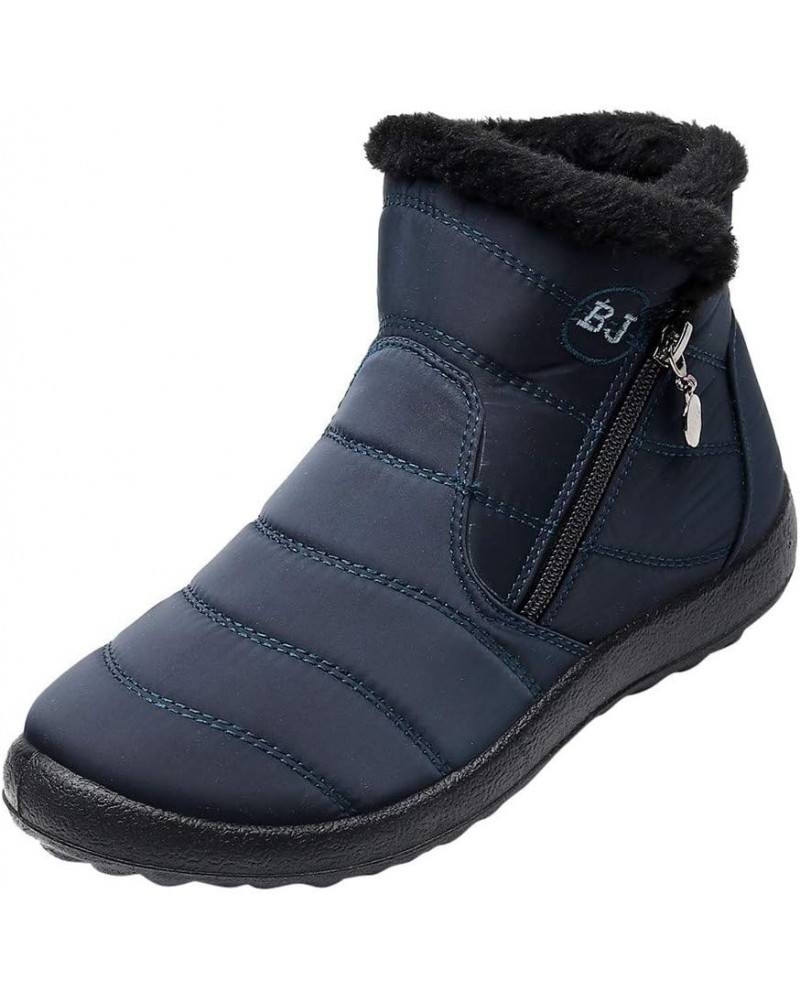 Snow Boots Winter Warm Boots for Women's Snow Boots Ankle Boots Warm Shoes Boots Boot lace Um6-blue $15.95 Boots