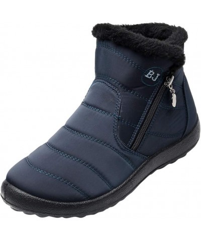 Snow Boots Winter Warm Boots for Women's Snow Boots Ankle Boots Warm Shoes Boots Boot lace Um6-blue $15.95 Boots