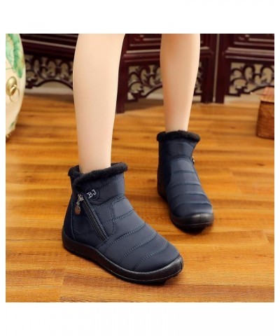 Snow Boots Winter Warm Boots for Women's Snow Boots Ankle Boots Warm Shoes Boots Boot lace Um6-blue $15.95 Boots