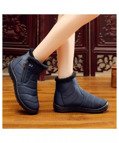 Snow Boots Winter Warm Boots for Women's Snow Boots Ankle Boots Warm Shoes Boots Boot lace Um6-blue $15.95 Boots