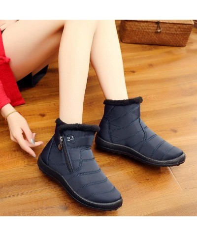 Snow Boots Winter Warm Boots for Women's Snow Boots Ankle Boots Warm Shoes Boots Boot lace Um6-blue $15.95 Boots