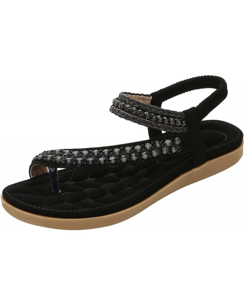 Womens Fashion Bohemia-Style Crystal Wedge Slip On Beach Slippers sandals for women dressy summer Z 01-black $14.30 Athletic ...