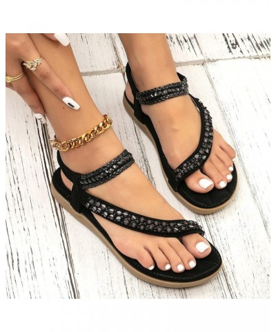 Womens Fashion Bohemia-Style Crystal Wedge Slip On Beach Slippers sandals for women dressy summer Z 01-black $14.30 Athletic ...