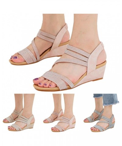 Women Summer Wedges Non-slip Beach Open Toe Breathable Sandals Sport Style Shoes Z 05-pink $11.98 Athletic Shoes