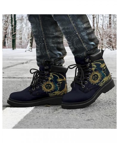 Ankle Boots for Women Chunky Heel Western Boots Faux Leather Flats Boots Winter Warm Boots for Women Black-f $24.10 Boots